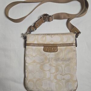 Coach Vintage Beige and Brown Crossbody Bag
